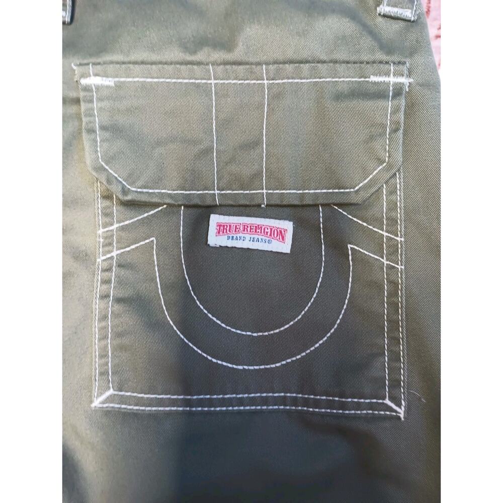 True Religion Bobbi Baggy Cargo Joggers Womens 26 Green Streetwear Utility - Picture 2 of 12